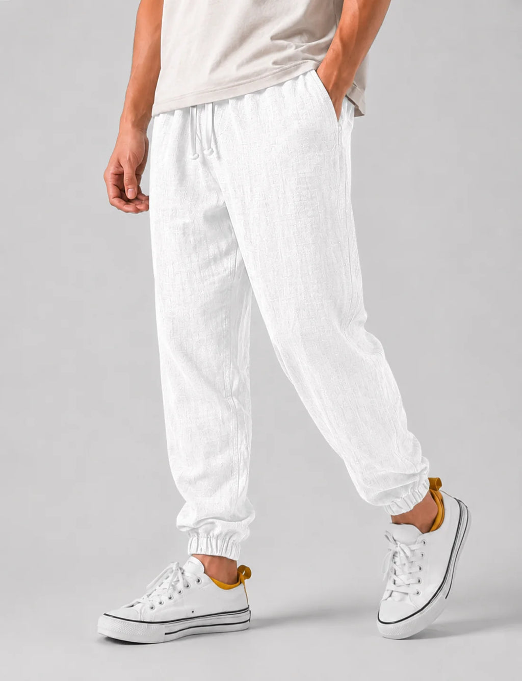 Men's Relaxed Fit Linen Trousers | Lightweight Summer Pants 4