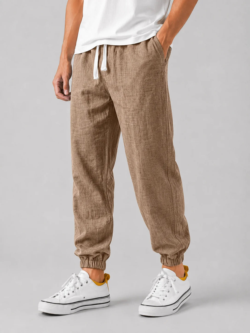 Men's Relaxed Fit Linen Trousers | Lightweight Summer Pants 5