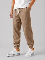Men's Relaxed Fit Linen Trousers | Lightweight Summer Pants 5