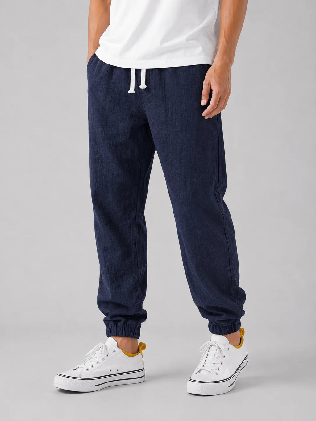 Men's Relaxed Fit Linen Trousers | Lightweight Summer Pants 7