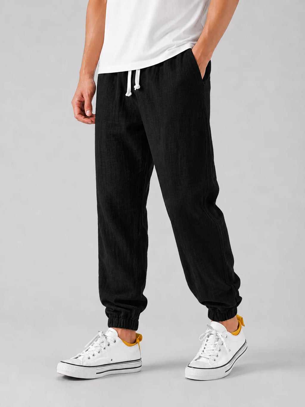 Men's Relaxed Fit Linen Trousers | Lightweight Summer Pants 8
