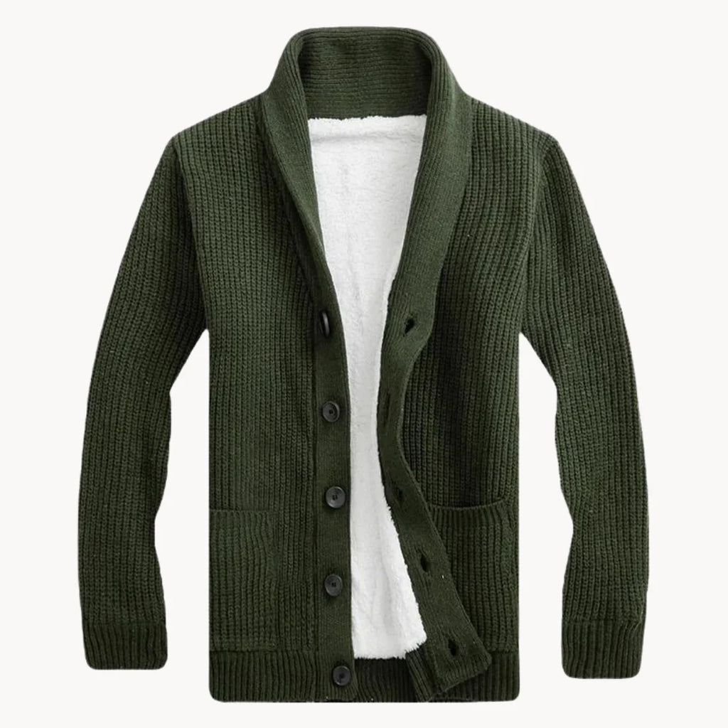Men's Shawl Collar Cardigan | Lightweight Fleece Sweater for Layering 0