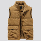 Men's Slim Fit Corduroy Waistcoat with Pockets | Casual Layering Vest 0