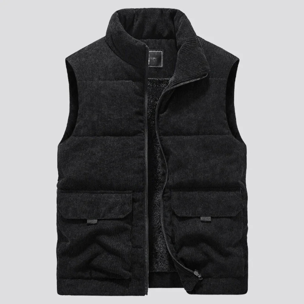 Men's Slim Fit Corduroy Waistcoat with Pockets | Casual Layering Vest 2