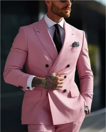 Men's Slim Fit Double-Breasted Suit | Wedding & Groomsmen Attire 7