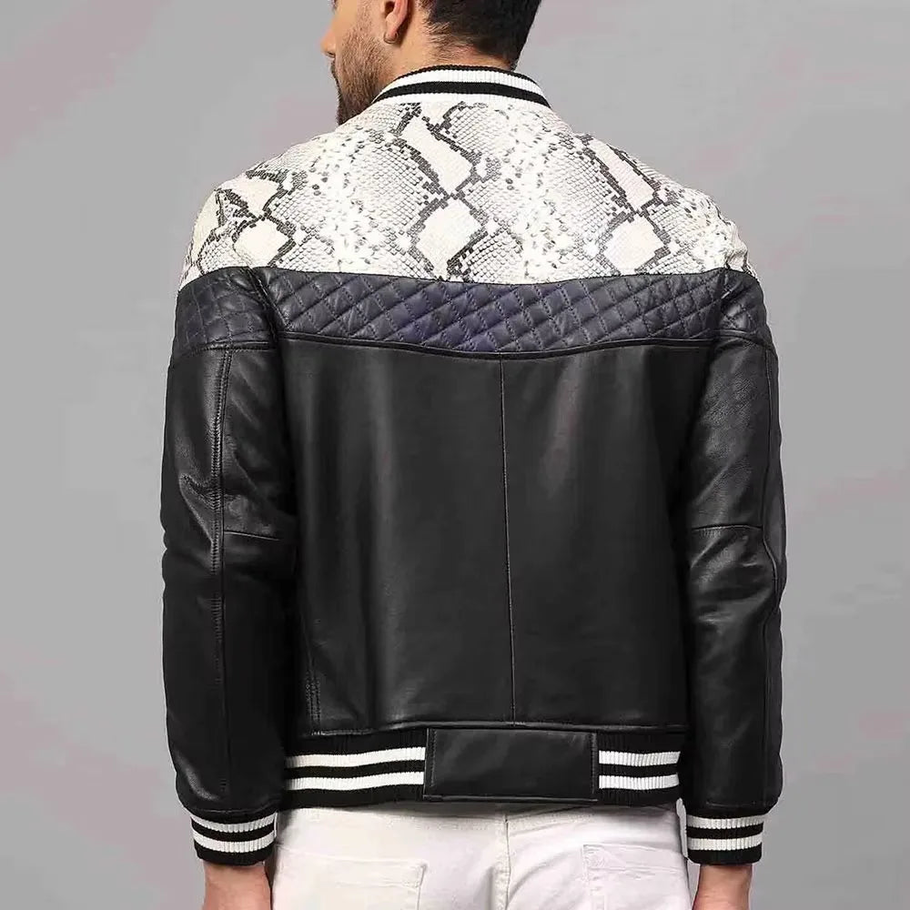 Men's Slim Fit Leather Bomber Jacket | Breathable Stand Collar Coat 4
