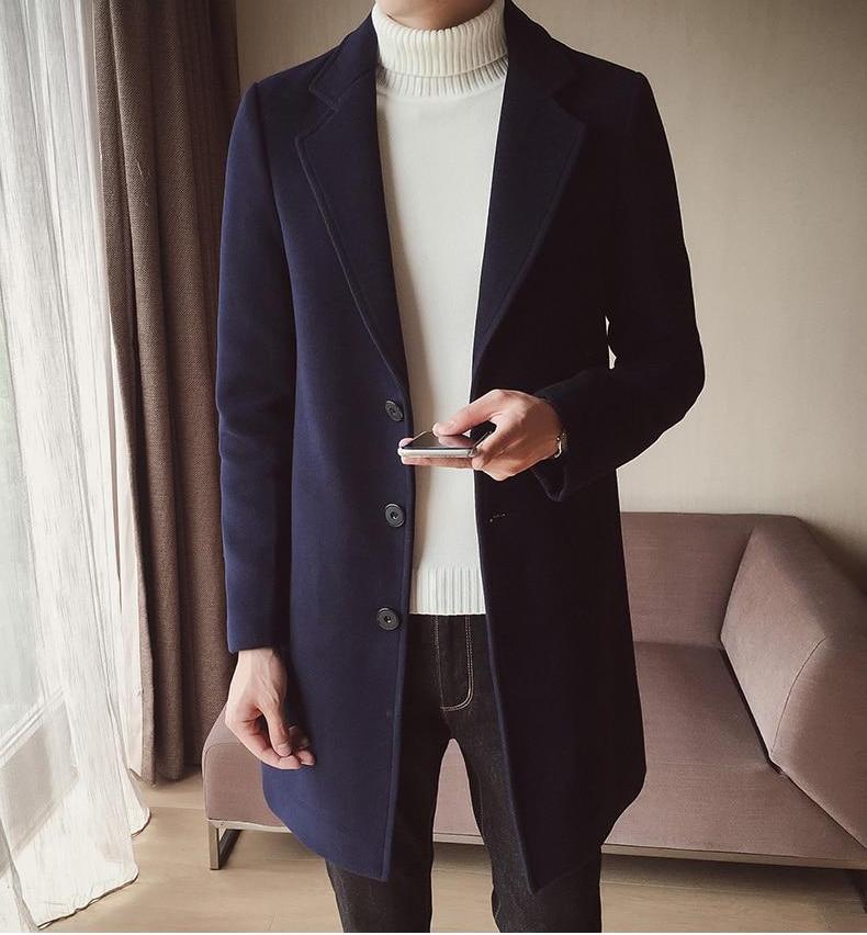 Men's Slim Fit Wool Overcoat | Long Classic Formal Coat 7