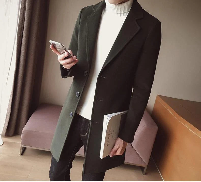 Men's Slim Fit Wool Overcoat | Long Classic Formal Coat 8