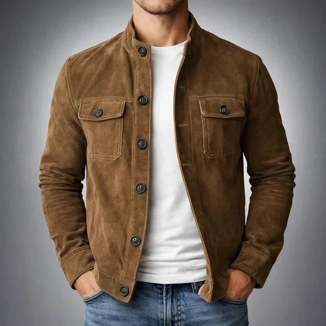 Men's Suede Jacket | Lightweight Military-Inspired Coat 1