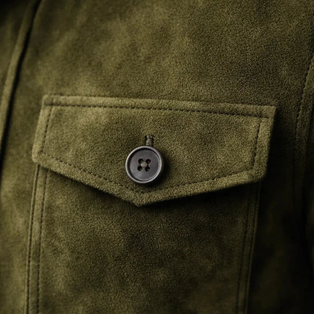 Men's Suede Jacket | Lightweight Military-Inspired Coat 4