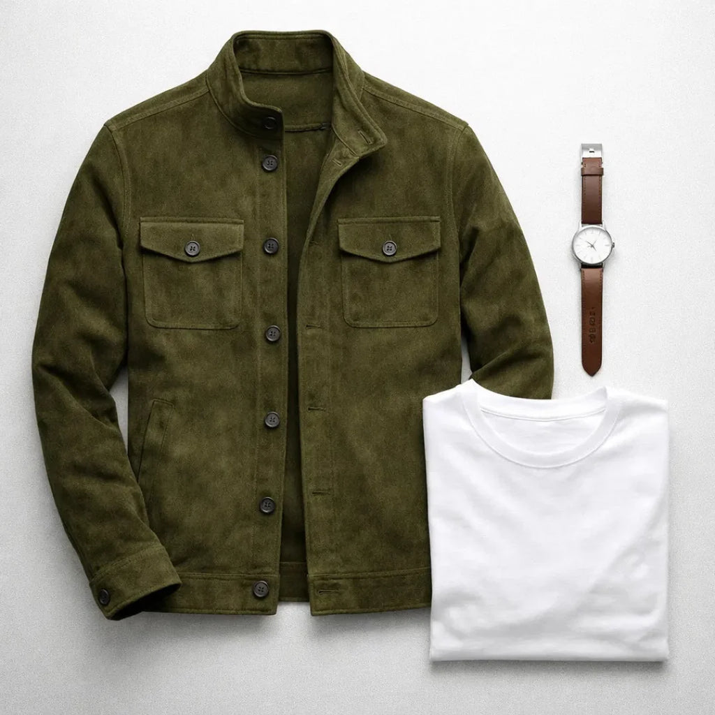 Men's Suede Jacket | Lightweight Military-Inspired Coat 5