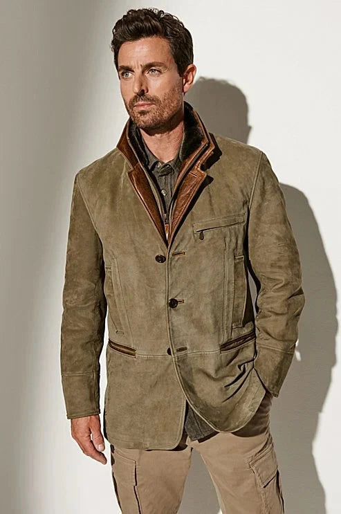 Men's Suede Jacket | Tailored Lined Vintage Coat for Autumn 1