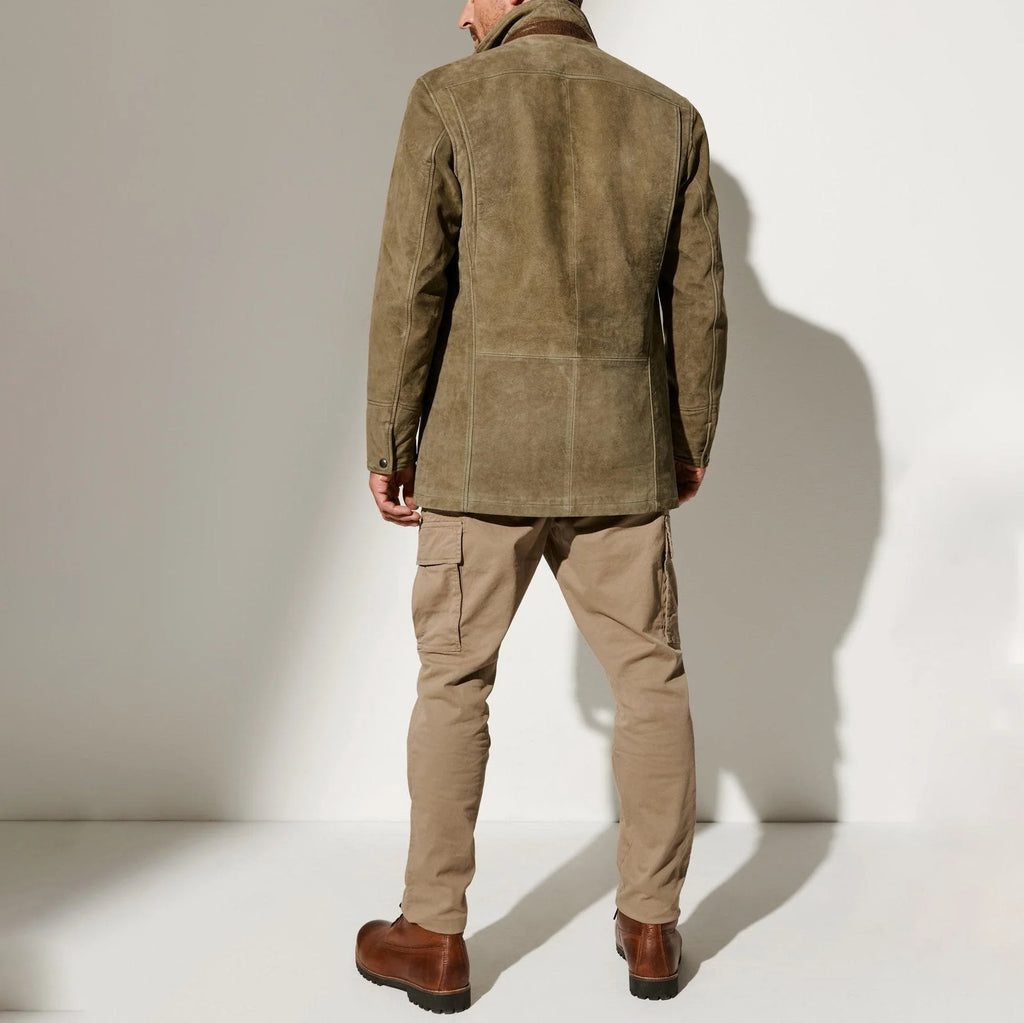 Men's Suede Jacket | Tailored Lined Vintage Coat for Autumn 2