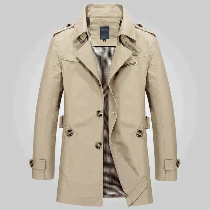 Men's Trench Coat | Double-Breasted Mid-Length Outerwear 1