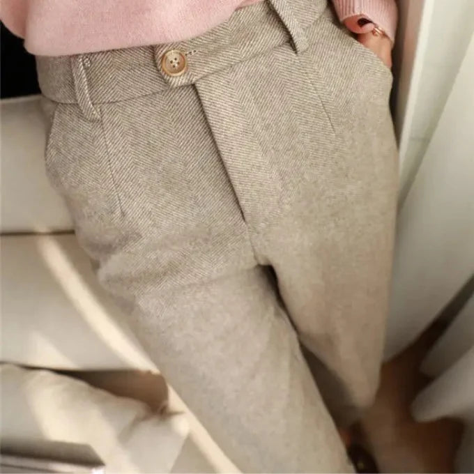 Men's Trousers | Tailored Wool Herringbone Modern Fit Pants 6
