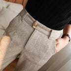 Men's Trousers | Tailored Wool Herringbone Modern Fit Pants 7