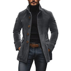 Men's Winter Coat | Slim Fit Corduroy Jacket with Stand Collar 6