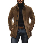 Men's Winter Coat | Slim Fit Corduroy Jacket with Stand Collar 8