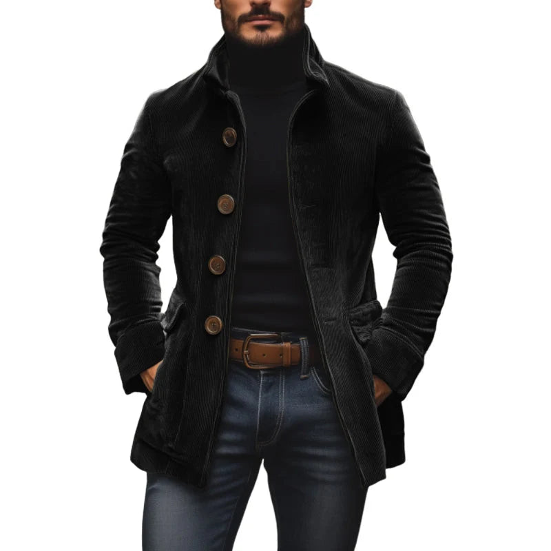 Men's Winter Coat | Slim Fit Corduroy Jacket with Stand Collar 9