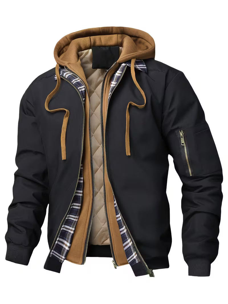 Men's Winter Jacket | Casual Hooded Zip-Up Coat with Pockets 0