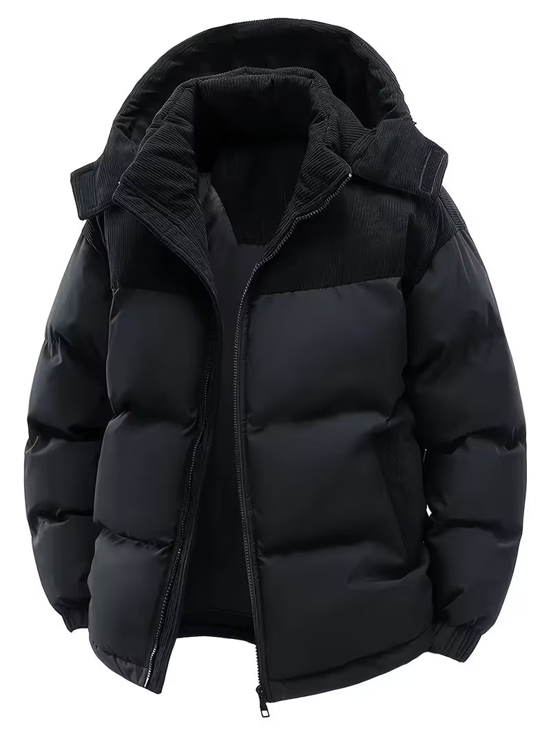 Men's Winter Jacket | Thickened Hooded Puffer Coat, Wind-Resistant 0