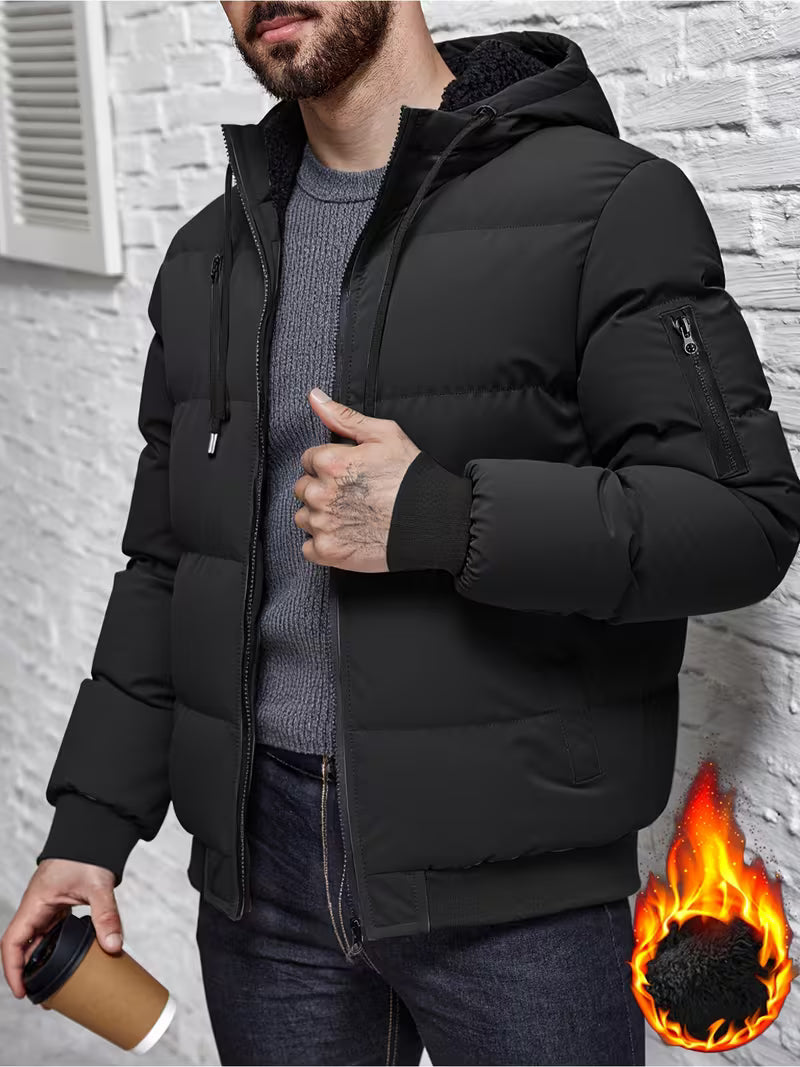 Men's Winter Puffer Jacket | Hooded Fleece Lined Coat 0