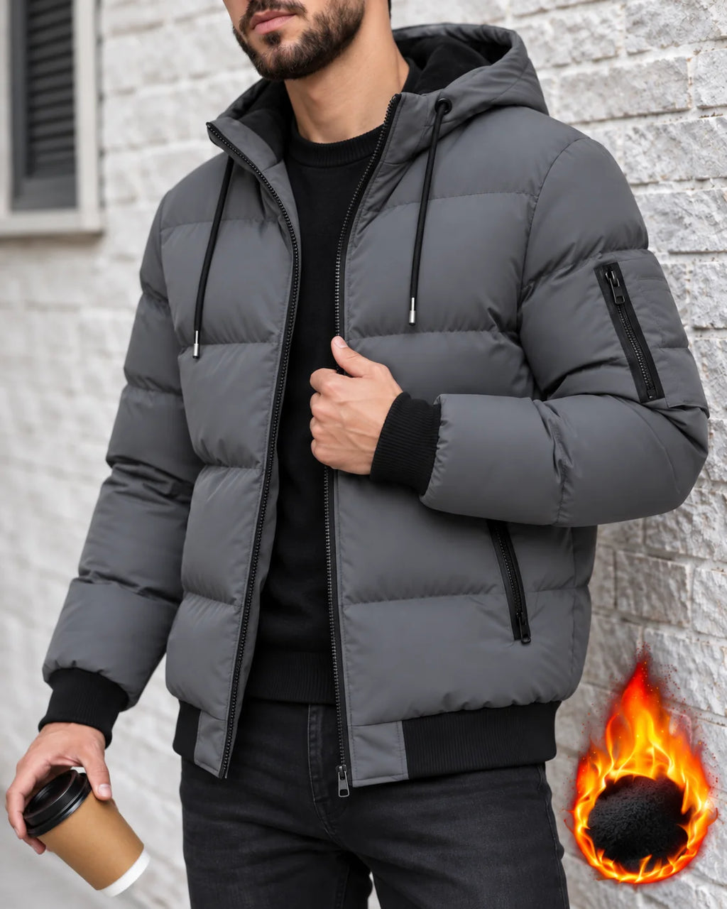 Men's Winter Puffer Jacket | Hooded Fleece Lined Coat 3