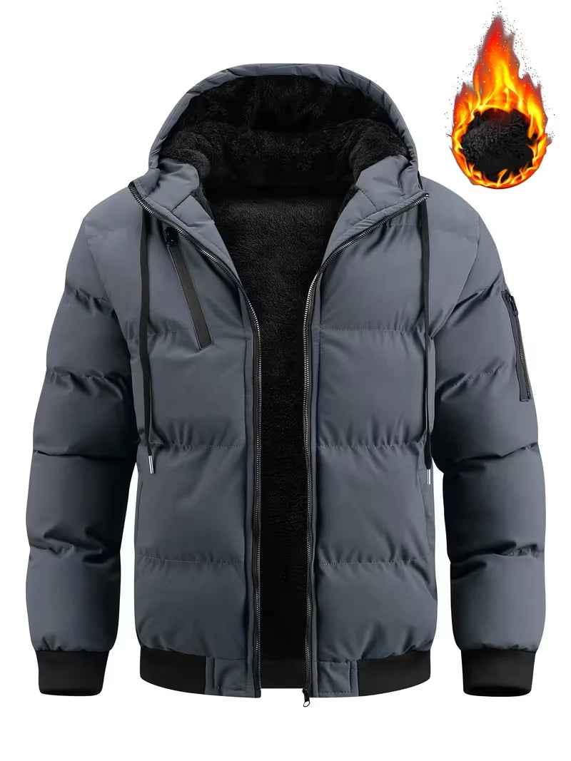 Men's Winter Puffer Jacket | Hooded Fleece Lined Coat 4