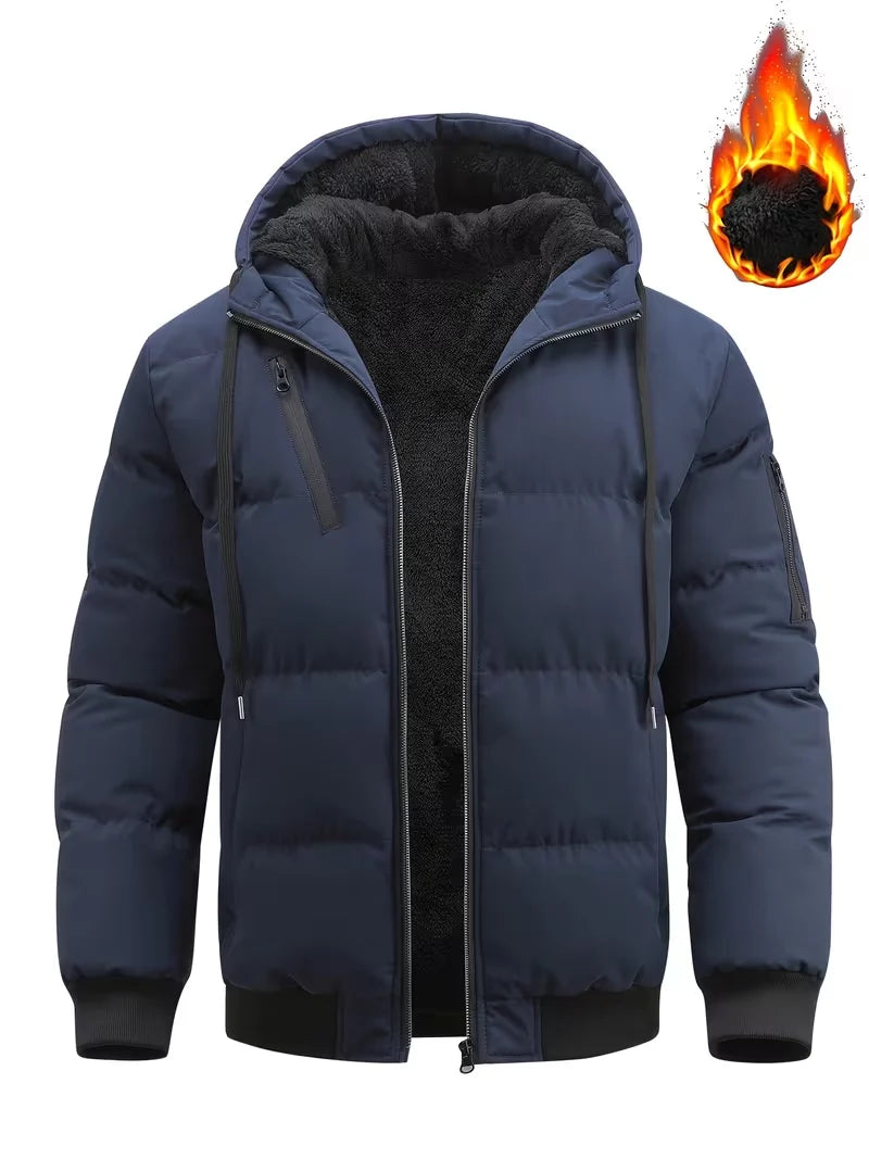Men's Winter Puffer Jacket | Hooded Fleece Lined Coat 7