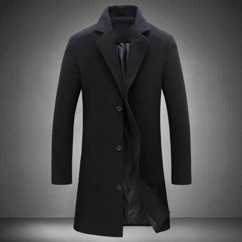 Men's Wool Coat Classic Cut | Long Collar Overcoat 0
