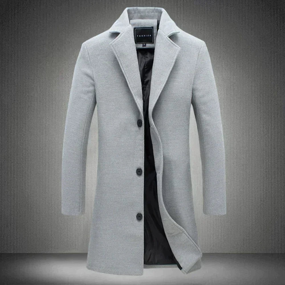 Men's Wool Coat Classic Cut | Long Collar Overcoat 1