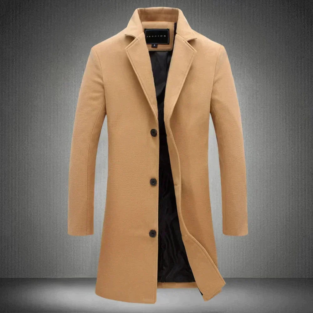 Men's Wool Coat Classic Cut | Long Collar Overcoat 2