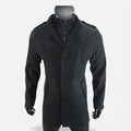Men's Wool Mid-Length Jacket | Zippered Wool Overcoat 0