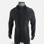 Men's Wool Mid-Length Jacket | Zippered Wool Overcoat 0
