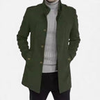Men's Wool Mid-Length Jacket | Zippered Wool Overcoat 1