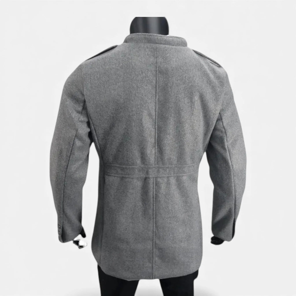 Men's Wool Mid-Length Jacket | Zippered Wool Overcoat 6