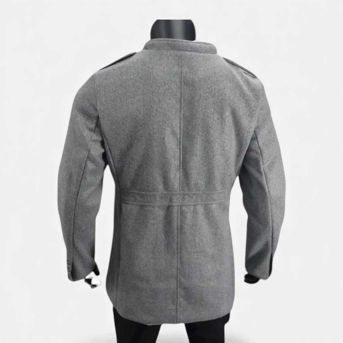Men's Wool Mid-Length Jacket | Zippered Wool Overcoat 6