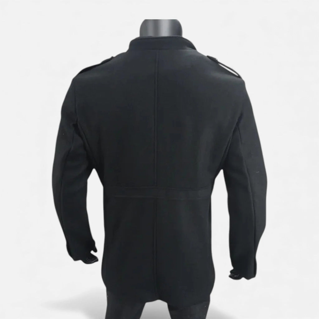 Men's Wool Mid-Length Jacket | Zippered Wool Overcoat 7