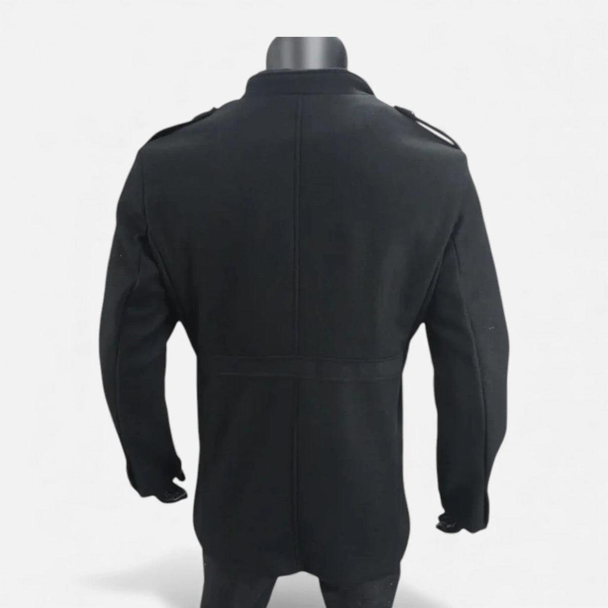 Men's Wool Mid-Length Jacket | Zippered Wool Overcoat 7