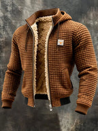 Retro Hooded Jacket | Lightweight Zip-Up Waffle Texture Coat 5