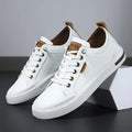 Two-Tone Leather Sneakers | Cushioned EVA Insole Casual Shoes 0