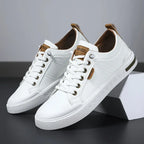 Two-Tone Leather Sneakers | Cushioned EVA Insole Casual Shoes 0