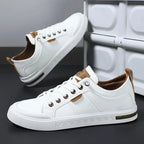 Two-Tone Leather Sneakers | Cushioned EVA Insole Casual Shoes 1