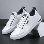 Two-Tone Leather Sneakers | Cushioned EVA Insole Casual Shoes 3