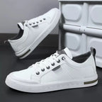 Two-Tone Leather Sneakers | Cushioned EVA Insole Casual Shoes 4