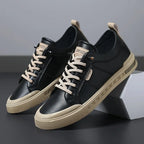 Two-Tone Leather Sneakers | Cushioned EVA Insole Casual Shoes 6