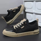 Two-Tone Leather Sneakers | Cushioned EVA Insole Casual Shoes 7