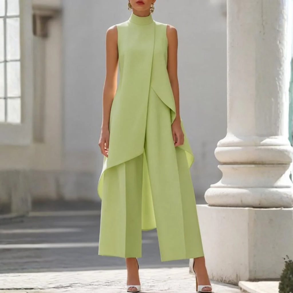 Women's Asymmetrical Jumpsuit | High Neck Wide-Leg Style 3
