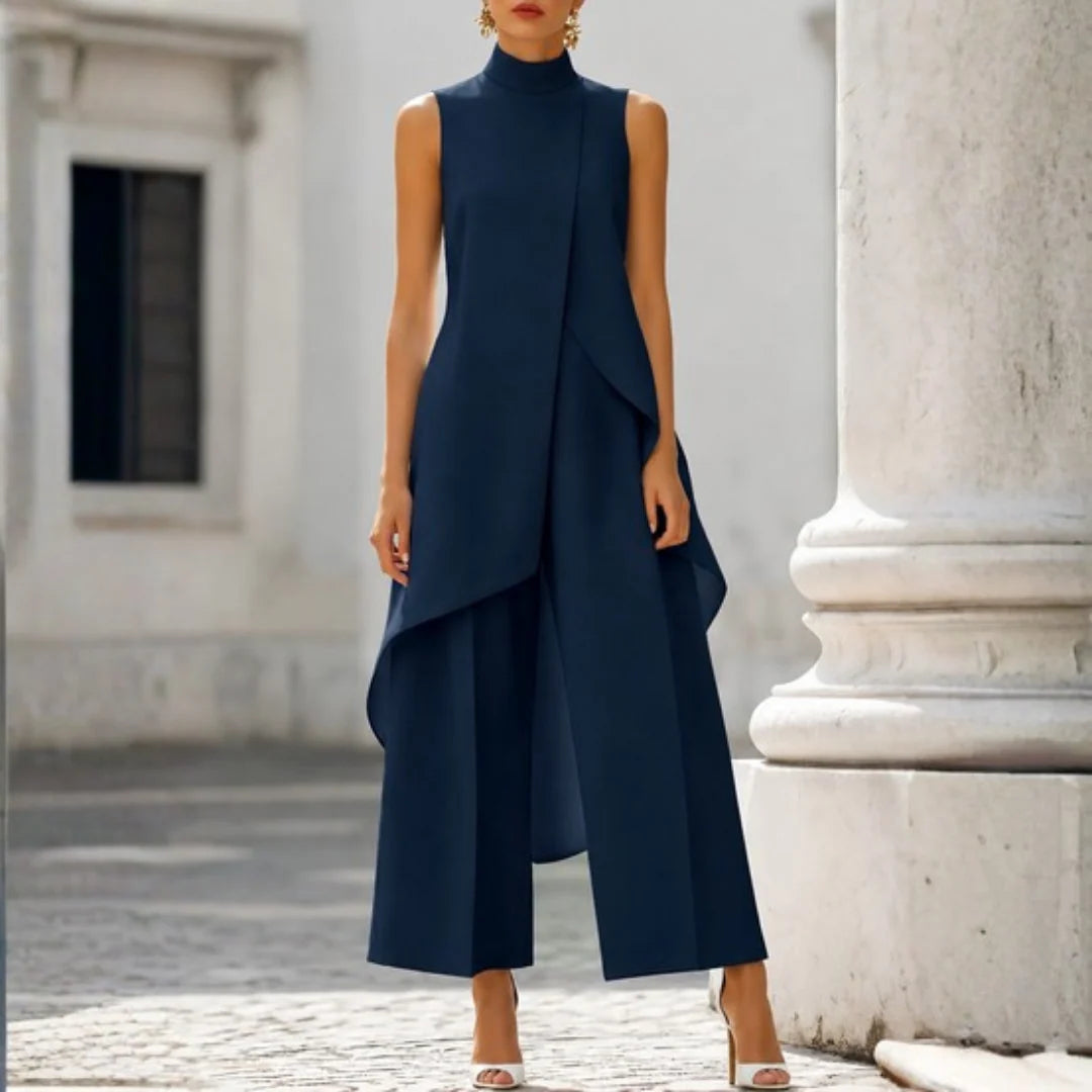 Women's Asymmetrical Jumpsuit | High Neck Wide-Leg Style 4