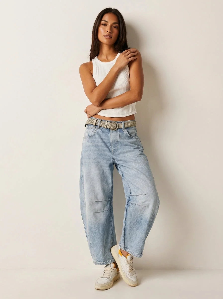 Women's Baggy Jeans | High Waist Relaxed Fit Barrel Leg Denim 5